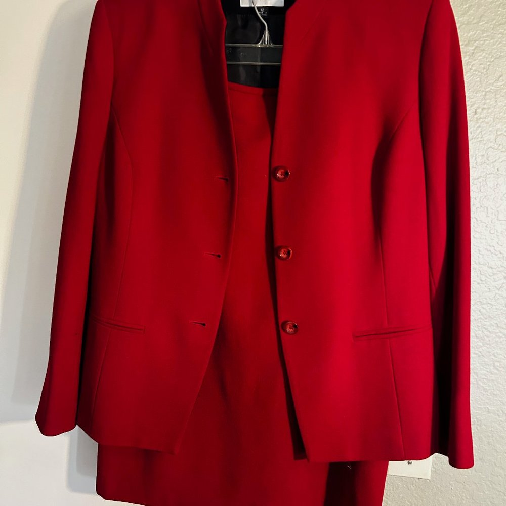 EUC Red Large Kasper Skirt Suit